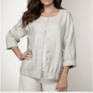 Elieen Fisher Woman Plus-Size Beige Silver Twinkle Linen EveningJacket/Blazer 3x